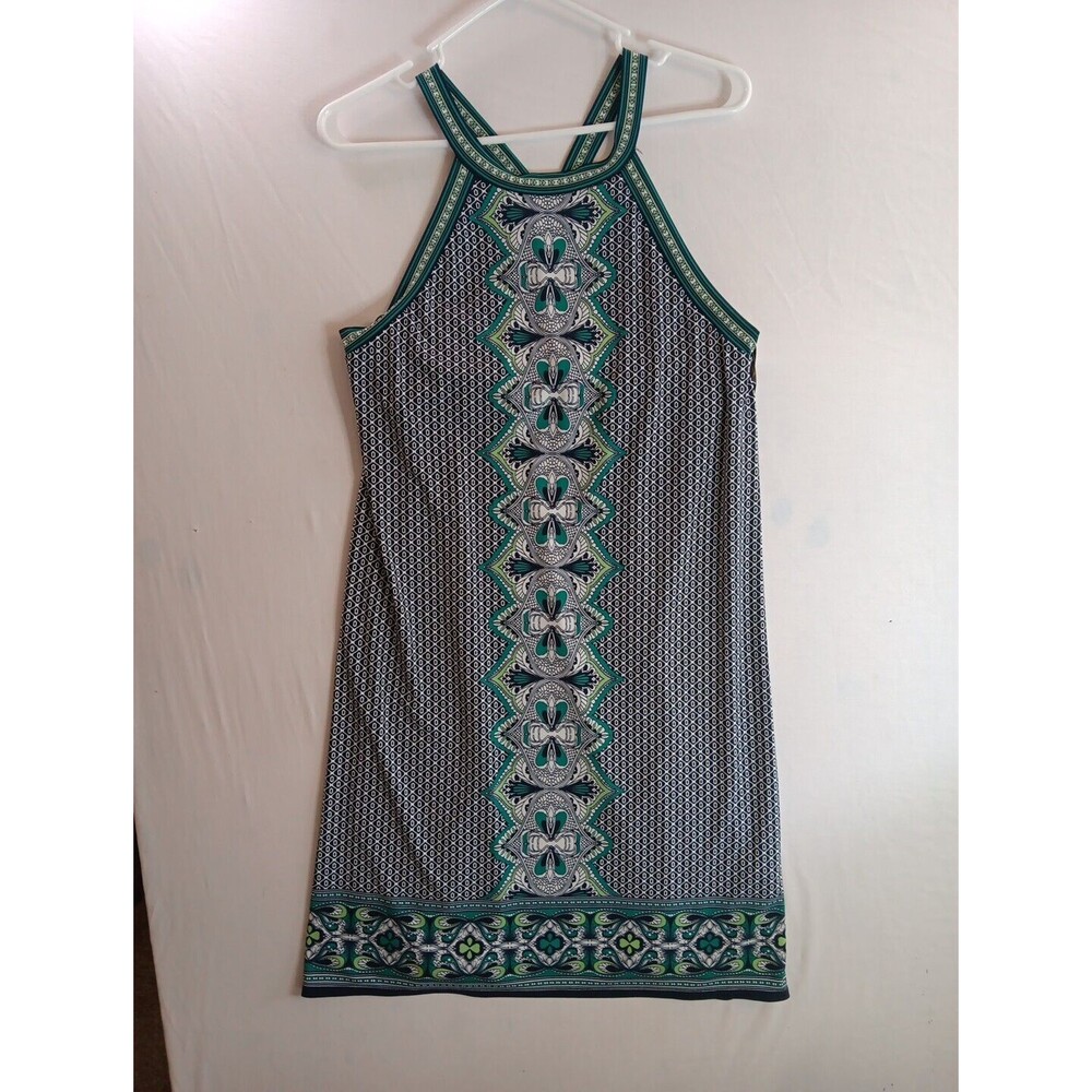 Max Studio Dress Womens M Green Paisley Jersey Knit Strappy Mini Party Ladies